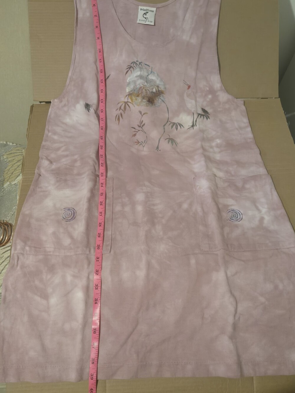 Vintage Primitives by Andrea Bragg Mauve Hand-Dyed Crane Art2Wear Dress M - Picture 10 of 13
